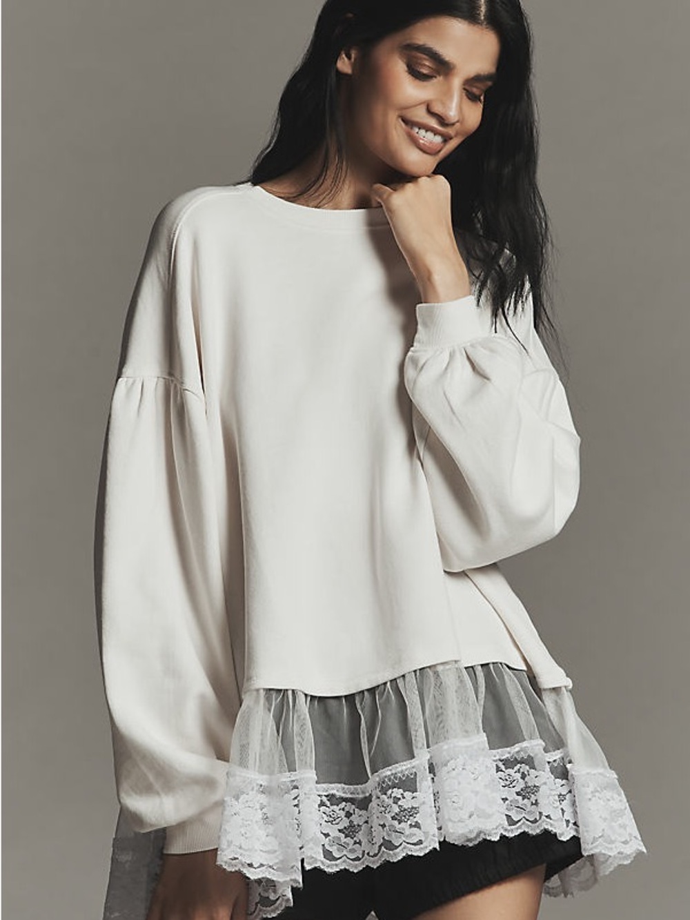 Nwot Anthropologie tulle hem pullover sweatshirt